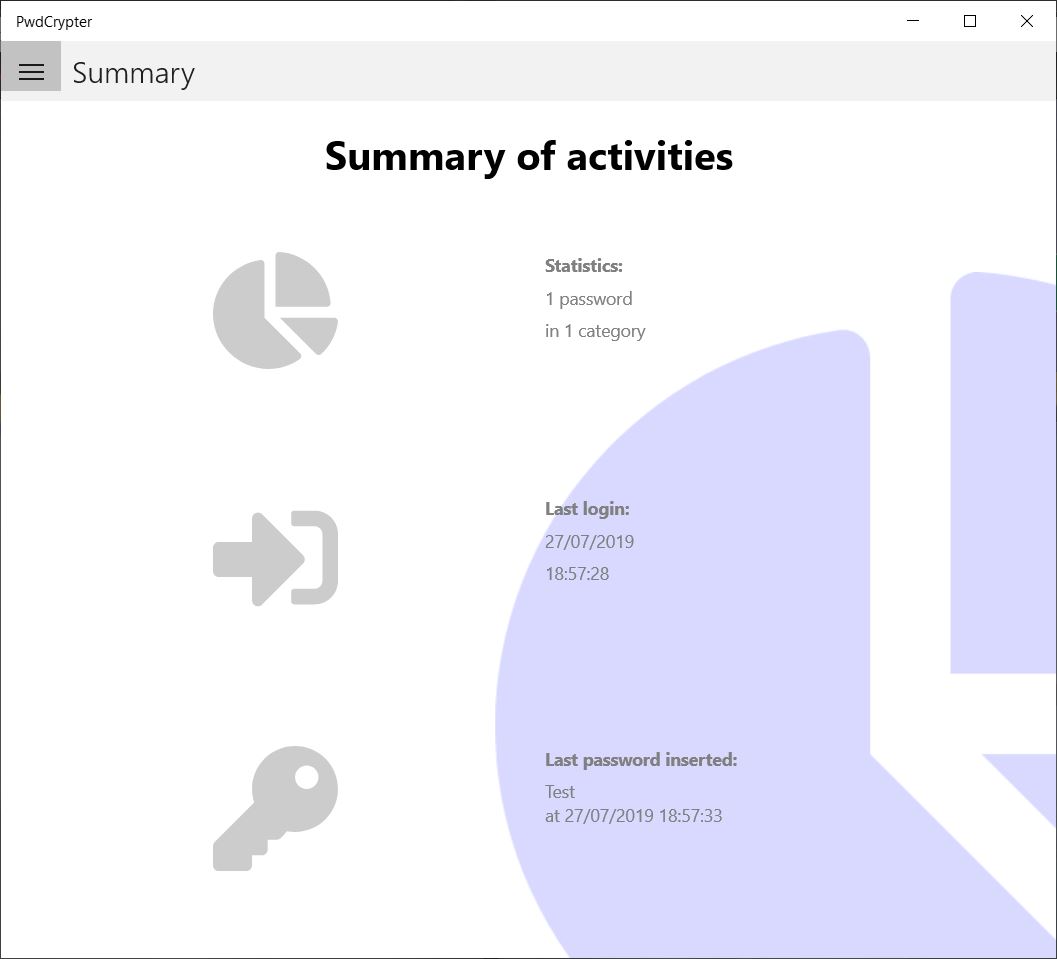 Summary page