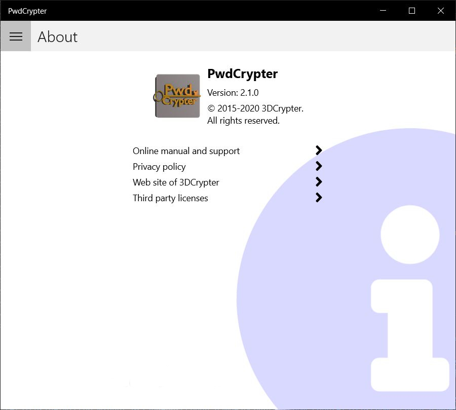 Info about PwdCrypter