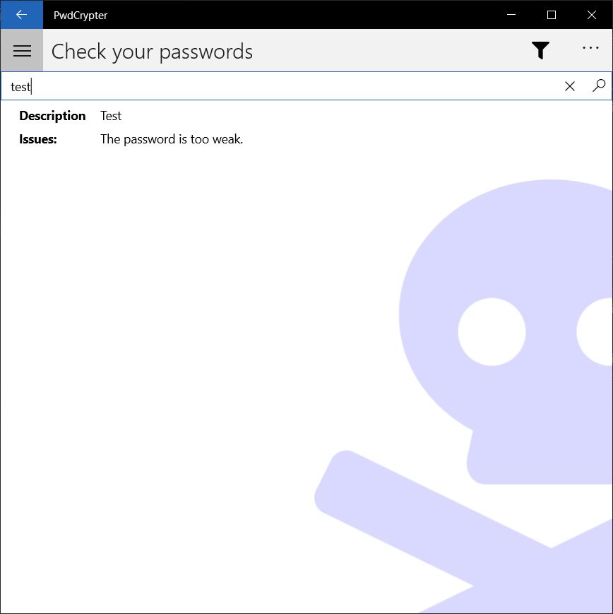 List of the reported passwords