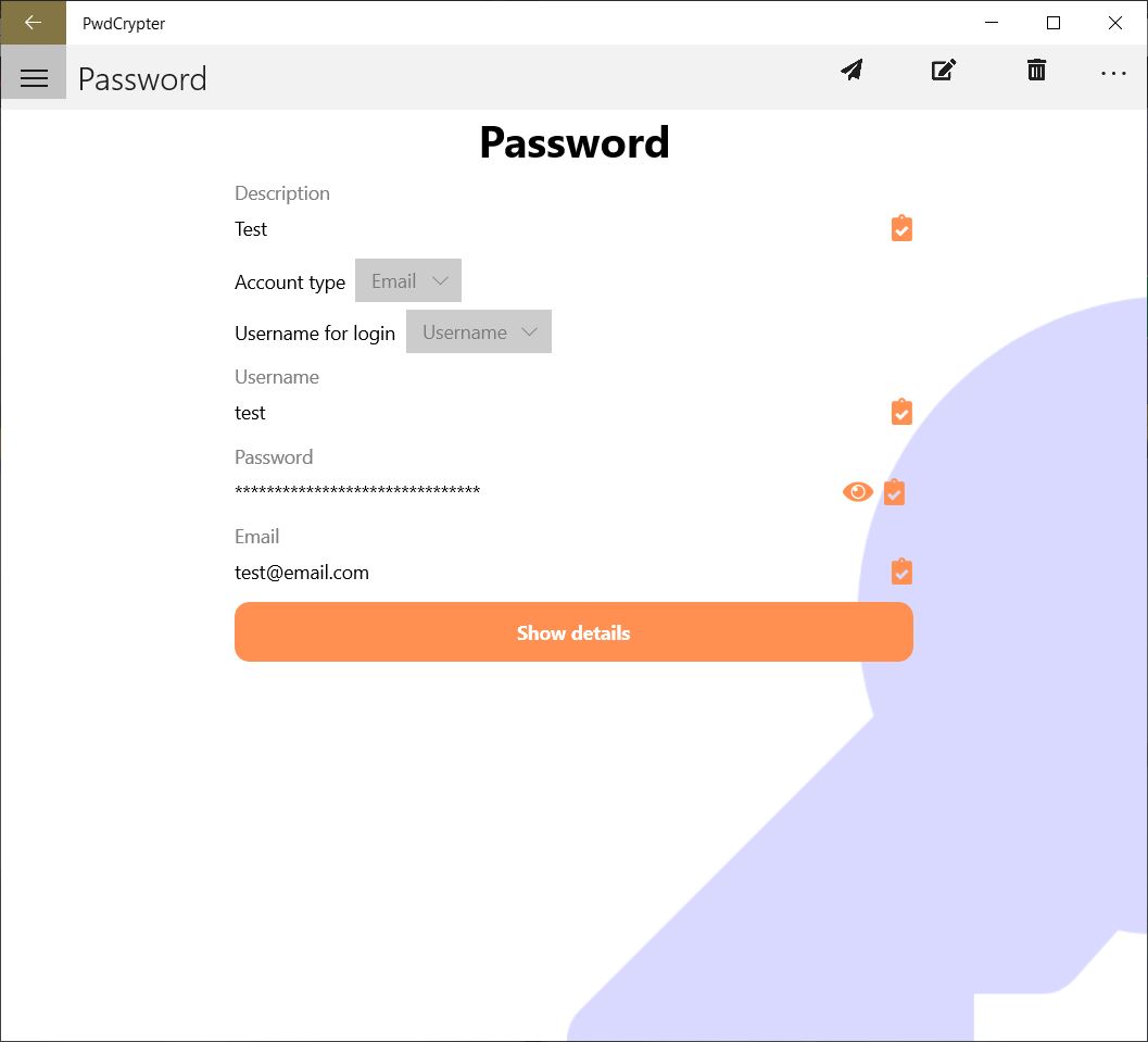 Password information page