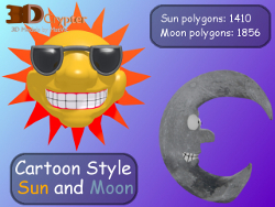 Cartoon Style Sun And Moon